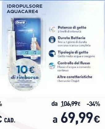 Unieuro Oral-B Aquacare 4 Idropulsore offerta