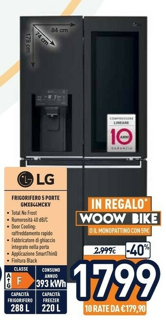 Unieuro LG InstaView GMX844MCKV Frigorifero Side-by-side Libera Installazione 423 L F Nero offerta