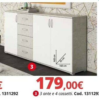 Brico Io Buffet Serie Londra 3 Ante E 4 Cassetti offerta