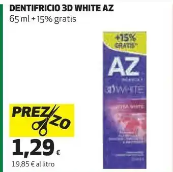 Coop Az AZ Dentifricio 3d White 65 Ml + 15% Gratis offerta
