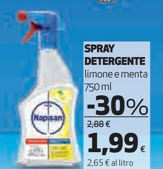 Coop Napisan Spray Detergente Limone E Menta 750 Ml offerta