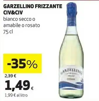 Coop Civ & civ Garzellino Frizzante Bianco Secco O Amabile O Rosato 75 Cl offerta