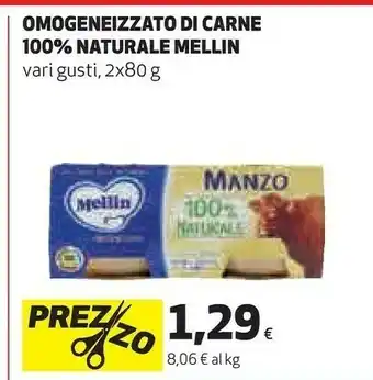 Coop Mellin Mellin Omogeneizzato Di Carne 100% Naturale 2x80g offerta