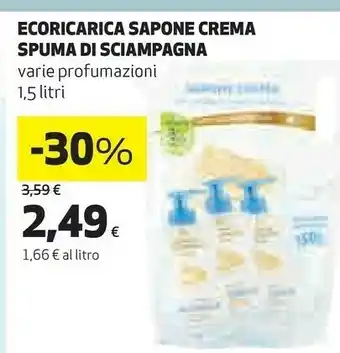 Coop Spuma di Sciampagna Spuma di Sciampagna Ecoricarica Sapone Crema 1,5 Litri offerta
