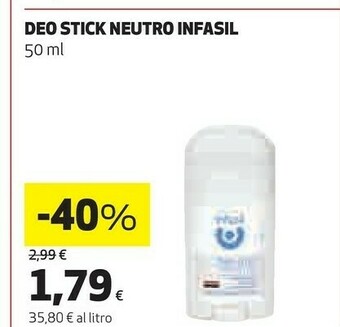 Coop Infasil Deo Stick Neutro offerta