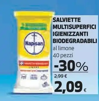 Coop Napisan Salviette Multisuperfici Igienizzanti Biodegradabili Al Limone offerta