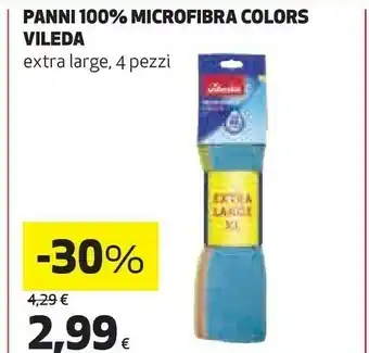 Coop Vileda Panni 100% Microfibra Colors Extra Large 4 Pezzi offerta