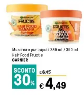 Iper La Grande Garnier Maschere per capelli 350 ml/390 ml Hair Food Fructis offerta