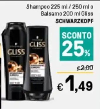 Iper La Grande Schwarzkopf Shampoo 225 ml/250 ml o Balsamo 200 ml Gliss offerta