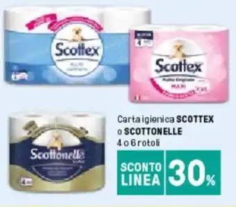 Iper La Grande Scottex Carta Igienica o Scottonelle 4 o 6 rotoli offerta