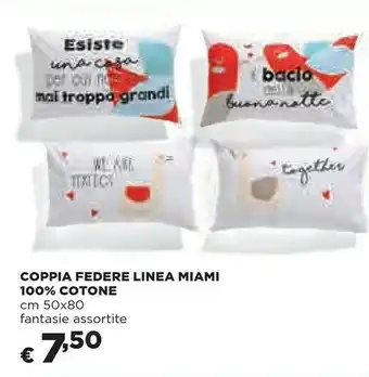 Coop Coop Coppia Federe Linea Miami 100% Cotone Cm 50x80 offerta