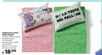 Coop Coop Completo Letto Linea Miami 1 Piazza 100% Cotone Lenzuolo Sopra Cm 150x280, Lenzuolo Con Angoli Cm 90x190 Federa Cm 50x 8 offerta