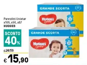 Iper La Grande Huggies Pannolini Unistar x105, x96, x87 offerta