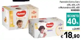 Iper La Grande Huggies Pannolini Extra Care x96, x84, x75 o Mutandina x88, x68 offerta