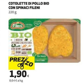 Coop Fileni Cotolette Di Petto Di Pollo Bio 220 G(ml) offerta