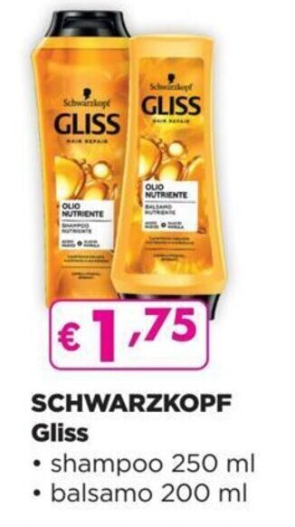 Schwarzkopf Gliss shampoo 250 ml/balsamo 200 ml