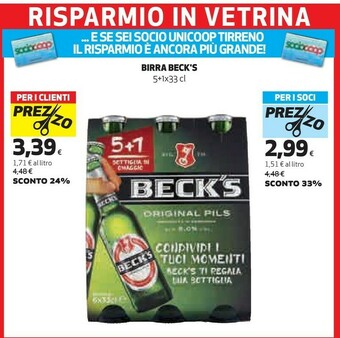 Coop Becks Beck's - Birra 330 G(ml) offerta