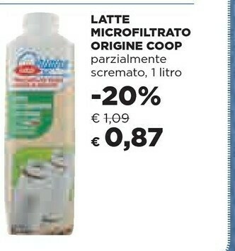 Coop Coop - Latte Fresco Italiano Parzialmente Scremato Origine 1000 G(ml) offerta