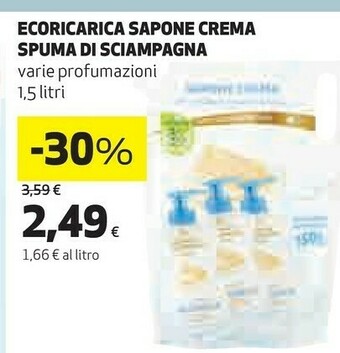 Coop Spuma di Sciampagna Spuma di Sciampagna Ecoricarica Sapone Crema 1,5 Litri offerta