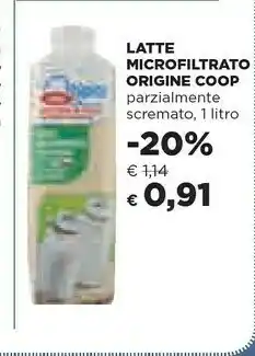 Coop Coop - Latte Parzialmente Scremato Pastorizzato Microfiltrato 1000 G(ml) offerta