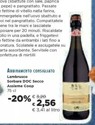 Coop Coop Lambrusco Sorbara DOC Secco Assieme offerta