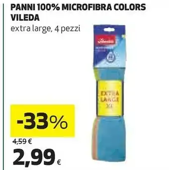 Coop Vileda Panni 100% Microfibra Extra Large, 4 Pezzi offerta
