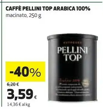 Coop Pellini Top Caffe Arabica 100% Macinato 250g offerta