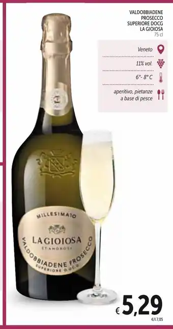 Spazio Conad Valdobbiadene prosecco superiore docg la gioiosa 75 cl offerta