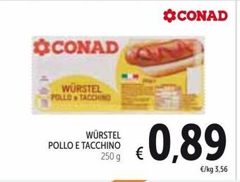 Spazio Conad Wùrstel pollo e tacchino 250 g offerta