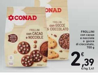 Spazio Conad Frollini con cacao e nocciole o gocce di cioccolato, 700 g offerta