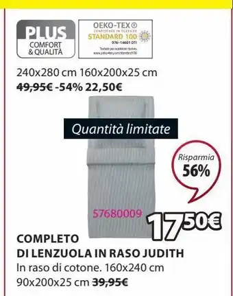 JYSK Completo di lenzuola in raso offerta