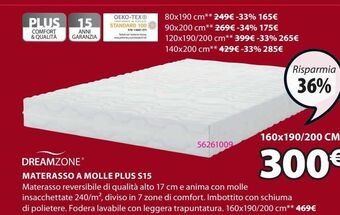 JYSK Materasso a molle plus s15 offerta