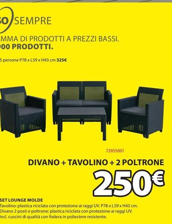 JYSK Divano + tavolino 2 poltrone offerta
