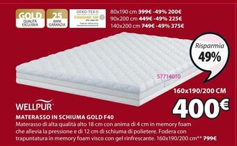 Materasso in schiuma gold f40