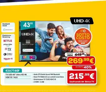 Tv led 43'' ultra hd 4k