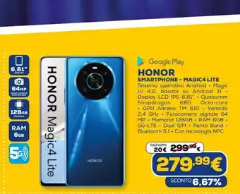 Euronics Smartphone honor magic4 lite offerta