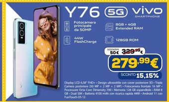 Euronics Vivo smartphone y76 offerta