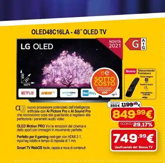 Euronics Lg oled48c16la 48'' oledd tv offerta