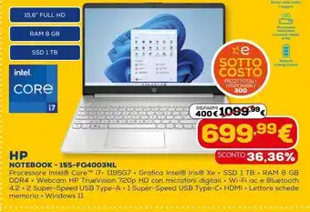 Euronics Notebook hp -15s - fq4003nl offerta