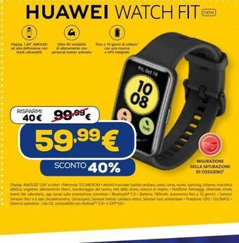 Euronics Huawei watch fit offerta
