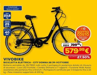 Euronics Vivobike bicicletta elettrica - city donna 26 (m-vcity26b) offerta
