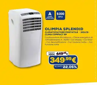 Euronics Climatizzatore portatile olimpia splendid - dolce - clima compact 9p offerta