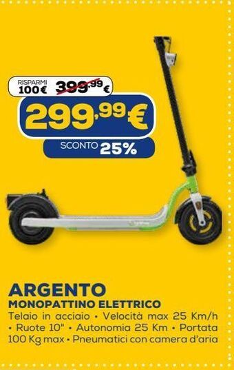 Euronics Argento monopattino elettrico offerta