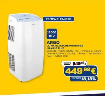 Euronics Climatizzatore portatile maxime plus argo offerta