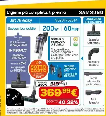 Euronics Samsung jet 75 easy offerta