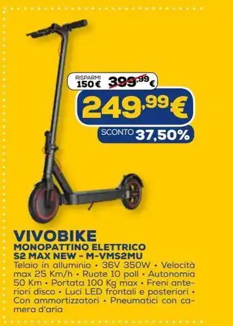 Euronics Vivobike monopattino elettrico s2 max new -m-vms2mu offerta