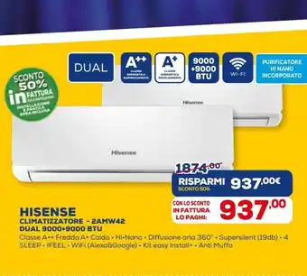 Euronics Climatizzatori hisense - 2amw42 dual 9000+9000 btu offerta