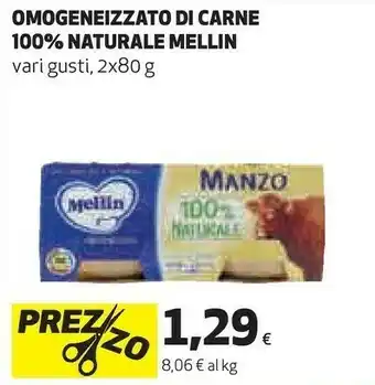 Coop Mellin Mellin Omogeneizzato Di Carne 100% Naturale 2x80 G offerta