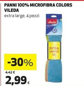 Coop Vileda Panni 100% Microfibra Colors Extra Large, 4 Pezzi offerta