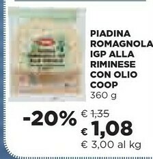 Coop Coop - Piadina Romagnola IGP Alla Riminese Con Olio Extravergine Di Oliva 360 G(ml) offerta